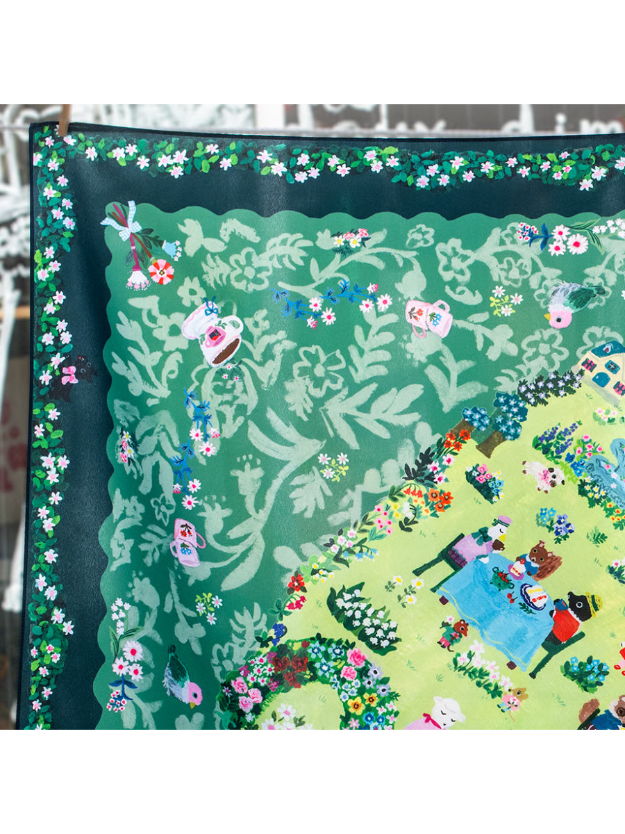 Yumi Kitagishi Green Illustration Scarf