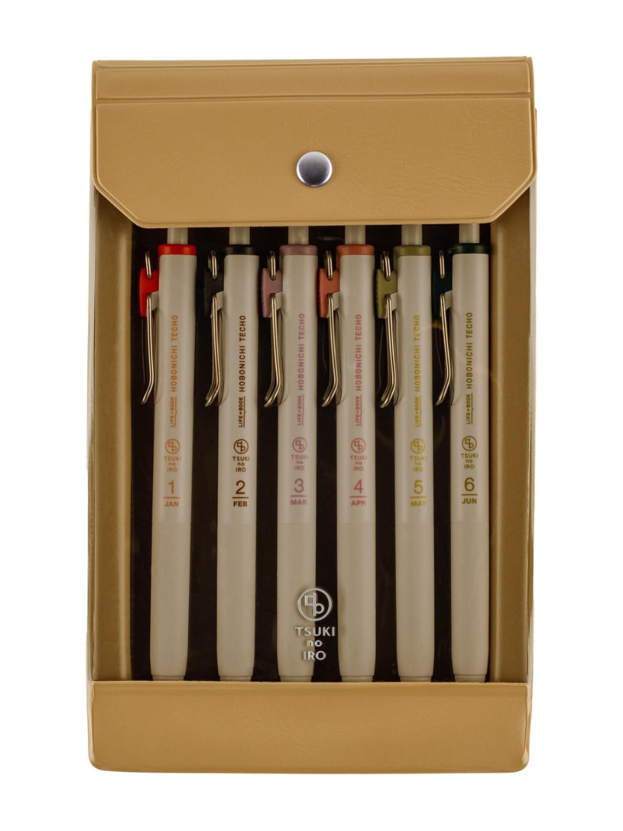 Hobonichi Techo 2026 TSUKI no IRO Uni-ball One 0.38mm Pen Set 6 Colors with Case