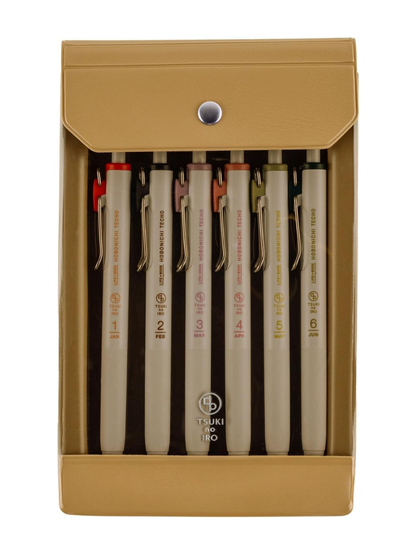 Hobonichi Techo 2026 TSUKI no IRO Uni-ball One 0.38mm Pen Set 6 Colors with Case