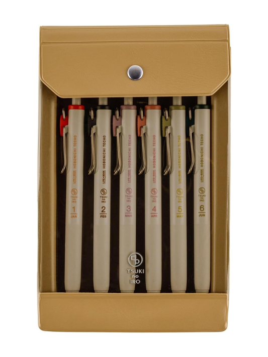 Hobonichi Techo 2026 TSUKI no IRO Uni-ball One 0.38mm Pen Set 6 Colors with Case