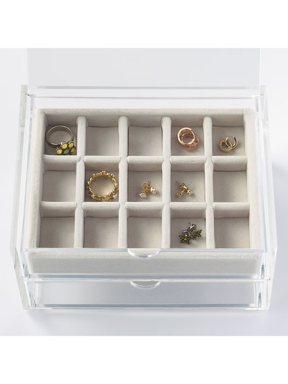MUJI Acrylic Case Velvet Inner Grid Jewelry Case