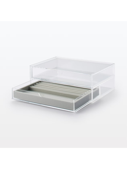 MUJI Acrylic Case Velvet Inner Tray Ring Case