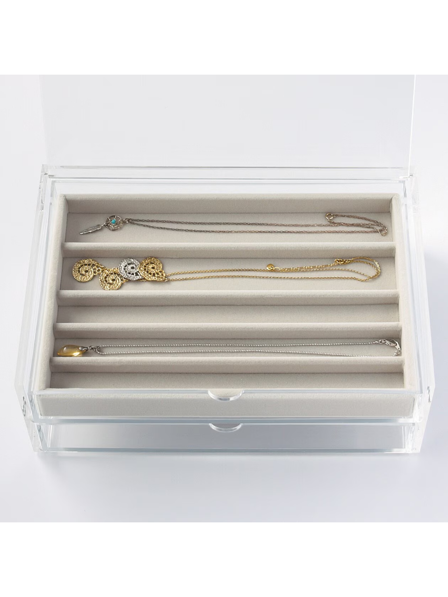 MUJI Acrylic Case Velvet Inner Tray Necklace Case