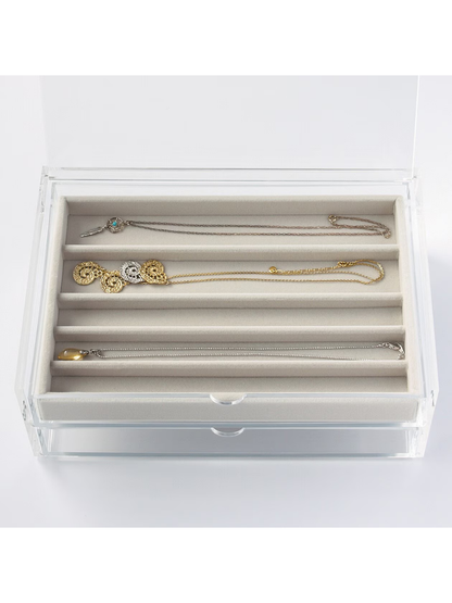 MUJI Acrylic Case Velvet Inner Tray Necklace Case