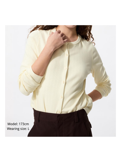 Uniqlo Women Pointelle Cardigan Cotton Knit