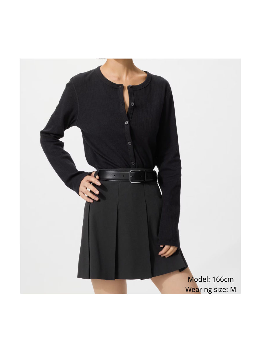 Uniqlo Women Pointelle Cardigan Cotton Knit