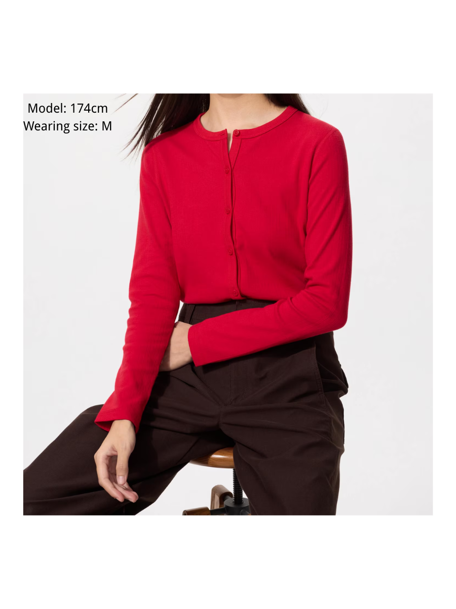 Uniqlo Women Pointelle Cardigan Cotton Knit