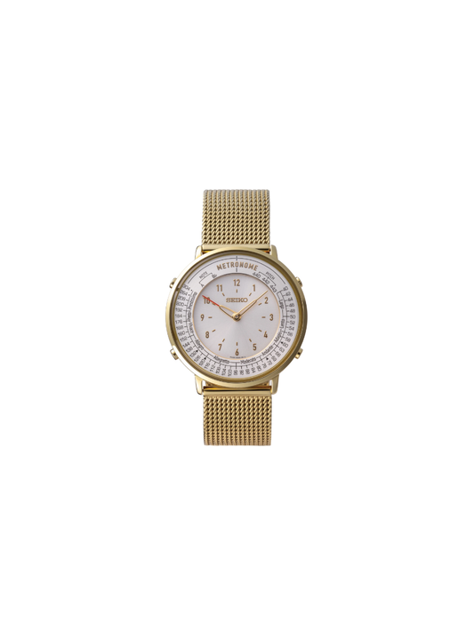 Seiko Metronome Watch Standard Line Gold Mesh Quartz Wristwatch SMW008A