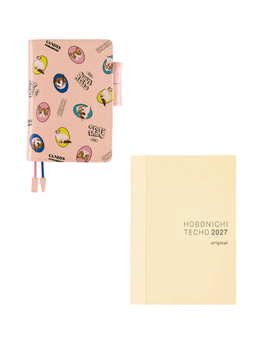 Hobonichi Techo 2027 Original A6 Cover Candy Stripper DOG & CAT Random Pink