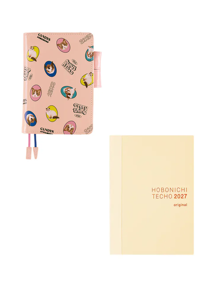 Hobonichi Techo 2027 Original A6 Cover Candy Stripper DOG & CAT Random Pink