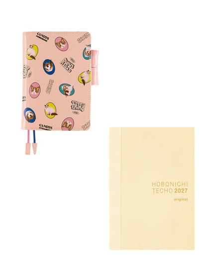 Hobonichi Techo 2027 Original A6 Cover Candy Stripper DOG & CAT Random Pink