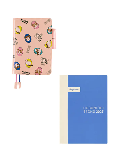 Hobonichi Techo 2027 Original A6 Cover Candy Stripper DOG & CAT Random Pink
