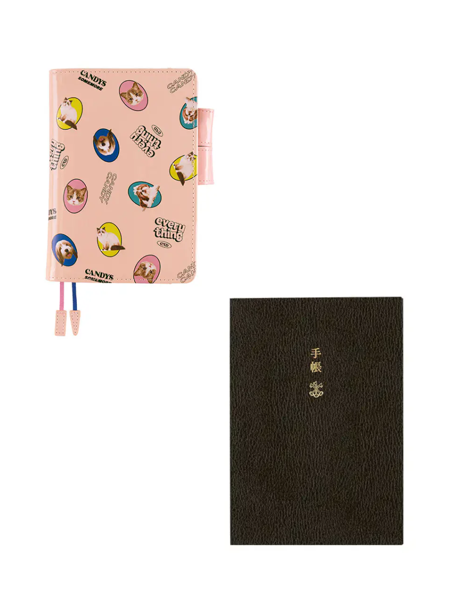 Hobonichi Techo 2027 Original A6 Cover Candy Stripper DOG & CAT Random Pink