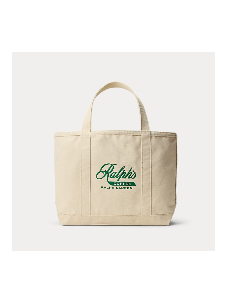 Ralph's Coffee Cotton Canvas Tote Bag with Embroidered Logo