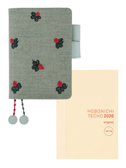 Hobonichi Techo 2026 A6 Cover – Mina Perhonen “Light Berry” (Green)