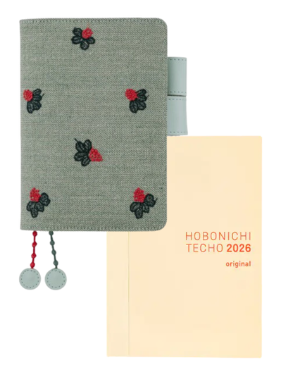 Hobonichi Techo 2026 A6 Cover – Mina Perhonen “Light Berry” (Green)