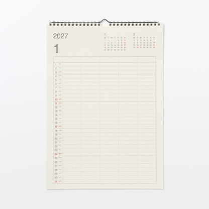 MUJI 2027 Family Wall Calendar A3 Size