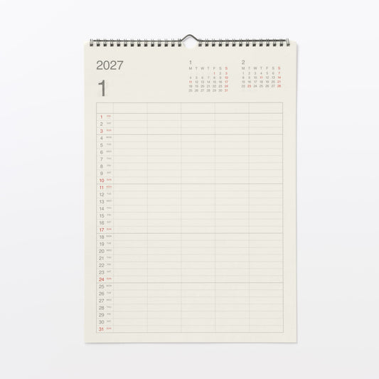 MUJI 2027 Family Wall Calendar A3 Size