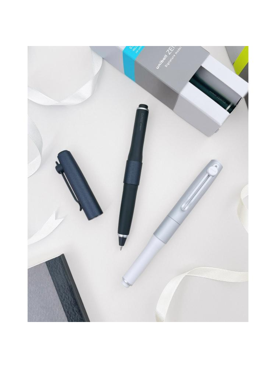 uni-ball ZENTO Signature Silver 0.38mm Metallic Black 0.5mm Rollerball pen