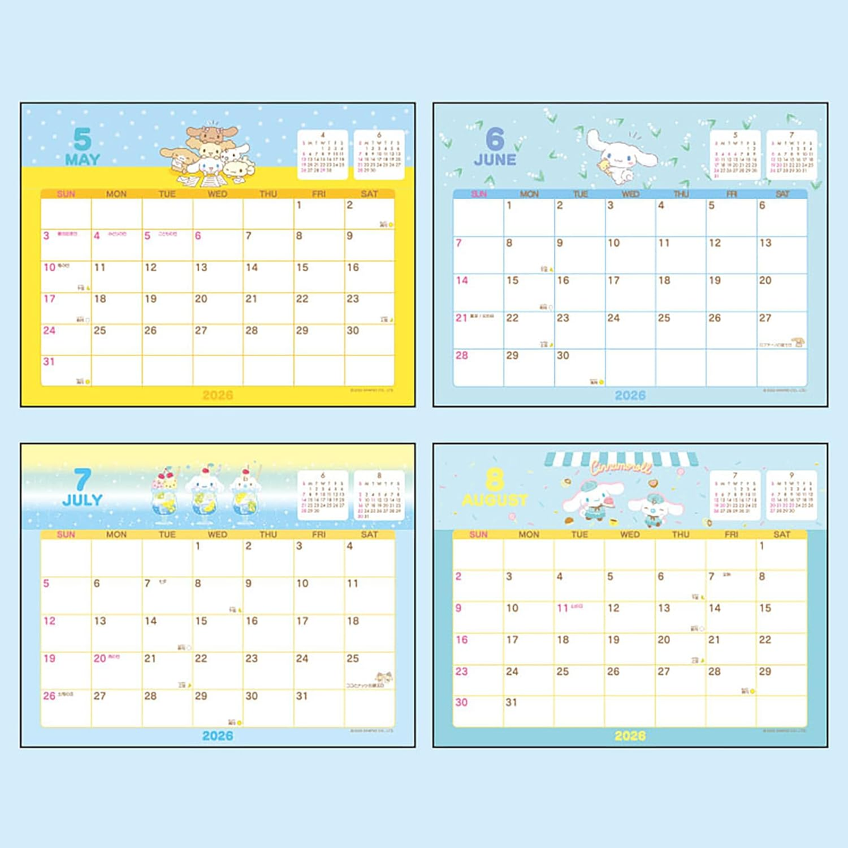 Sanrio 622095 Ring Calendar 2026 Cinnamon Roll Tabletop Paper Calendar