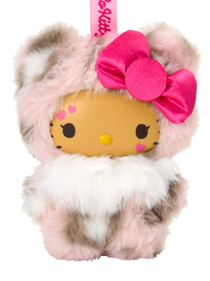 Hello Kitty Fine Face Mini Leopard Plush Keychain