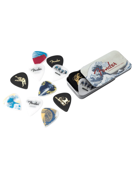 Fender Flagship Tokyo Limited Pick Tin Hokusai 351 Heavy Guitar Picks Set  12-Pack
