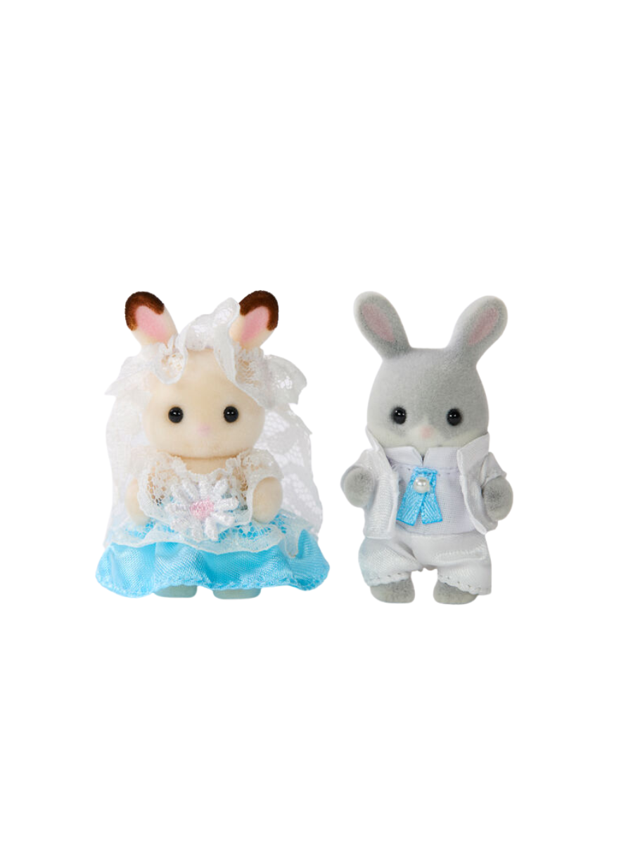 Baby Pair Set "Lovely Wedding" - Chocolate Rabbit Baby Krem & Cotton Rabbit Baby Charlie (Wedding Attire)