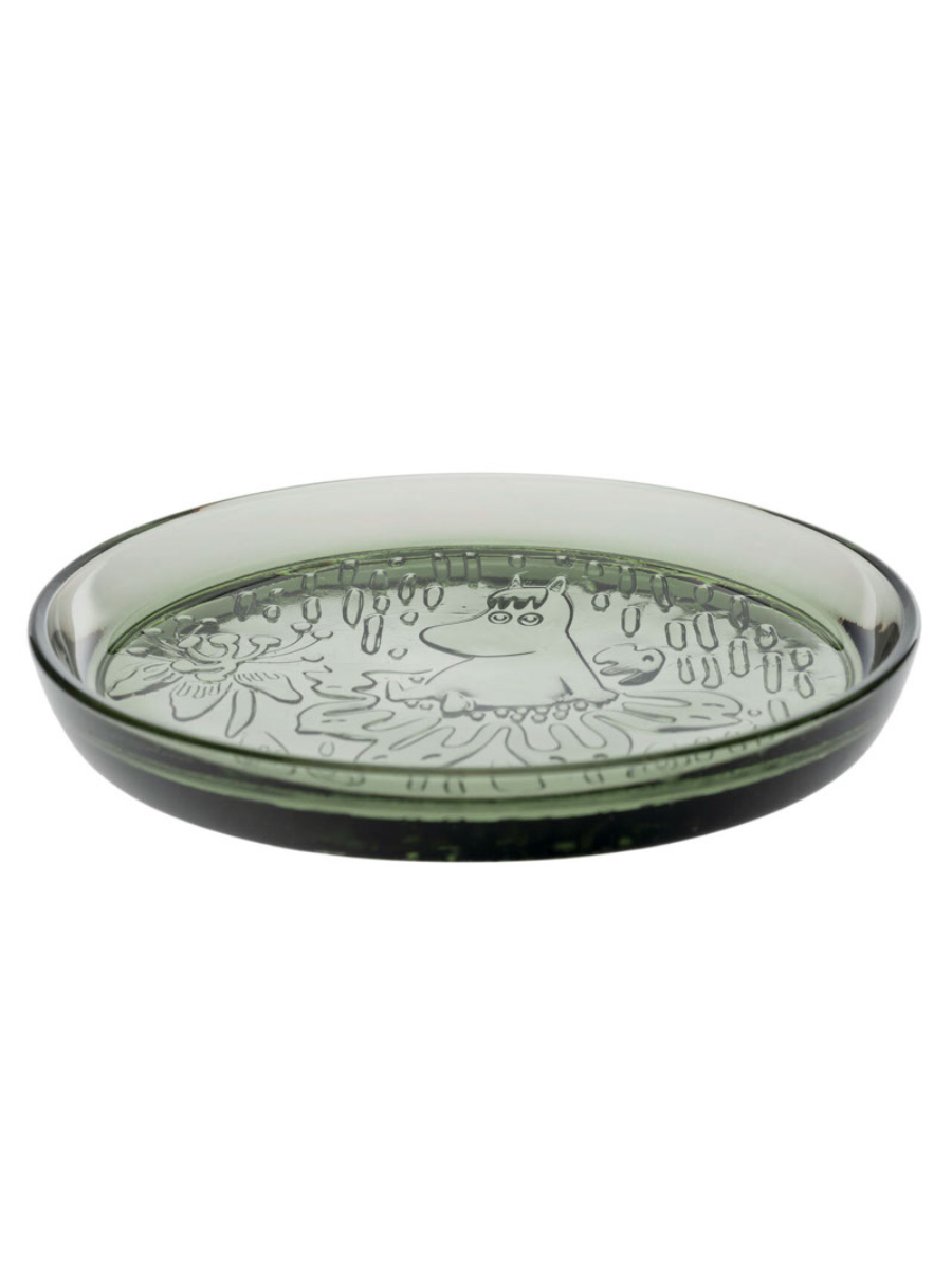 Moomin Glass Plate 15.5cm Pine Green