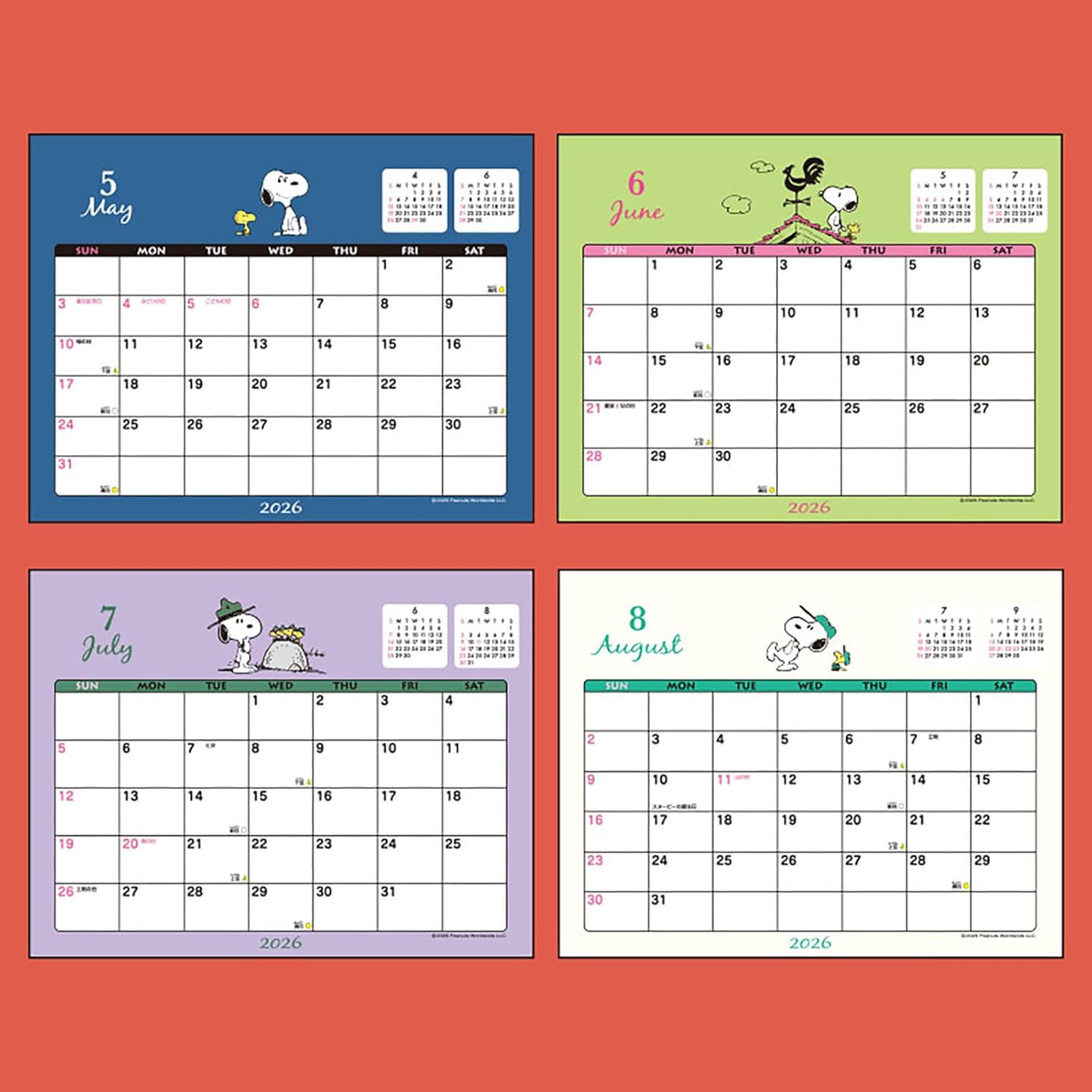 Sanrio 622222 Ring Calendar 2026 Snoopy Tabletop Paper Calendar
