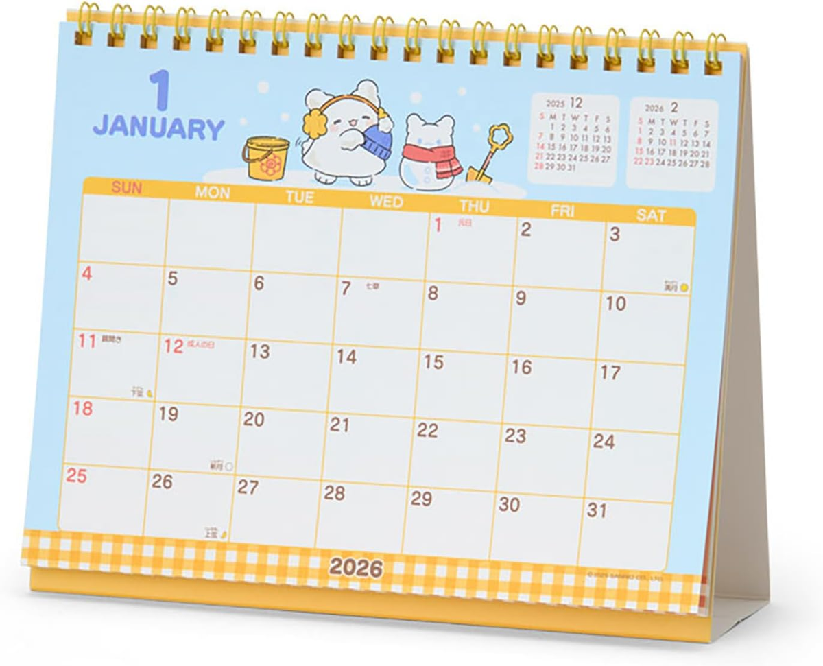 Sanrio 622206 Ring Calendar 2026 Ghosts Tabletop Paper Calendar