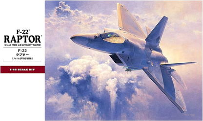Hasegawa 1/48 Scale USAF Air Superiority Fighter F-22 Raptor Plastic Model Kit PT45
