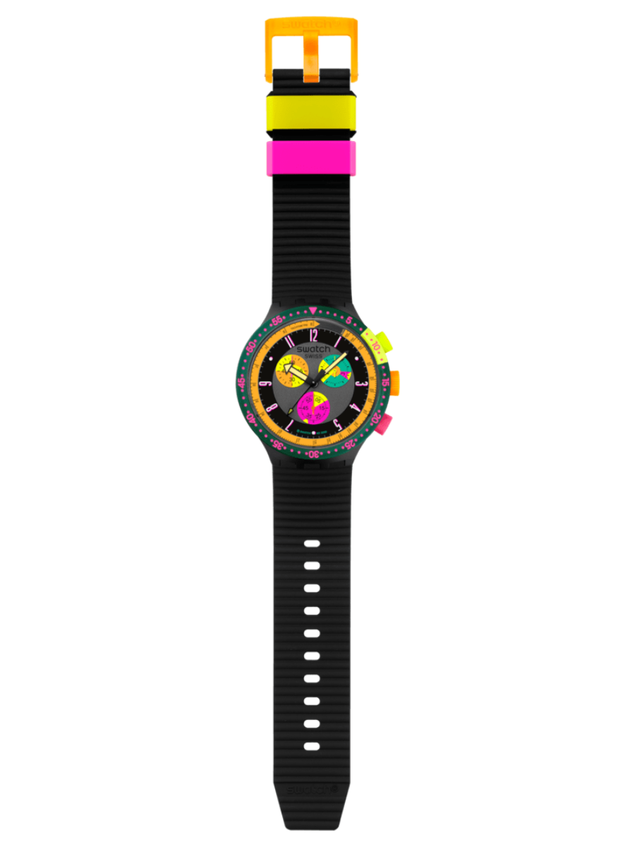 Swatch NEON SEPPIA SB02B104 Big Bold Chronograph Black Watch
