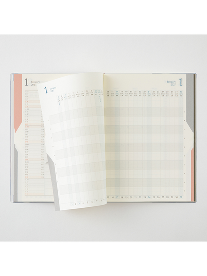 Midori 2027 B6 Double Schedule Monthly Diary Gray