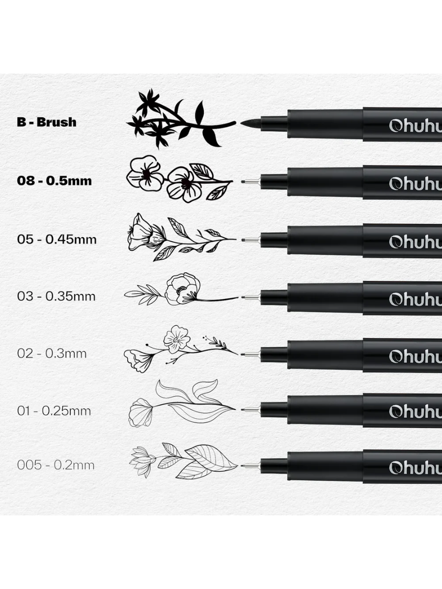 Ohuhu Colored Fineliner Pens Set  18 Pack with 12 Colors