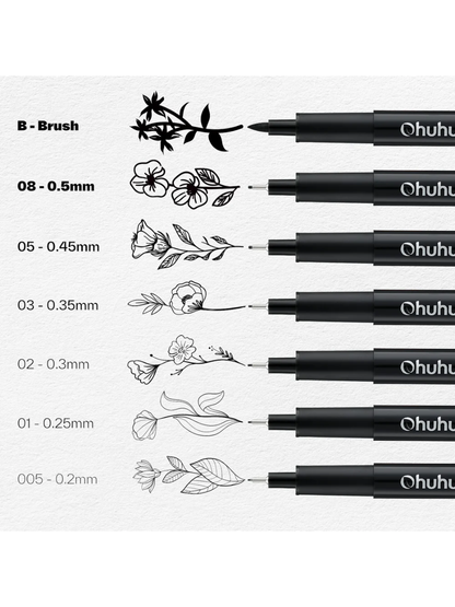 Ohuhu Colored Fineliner Pens Set  18 Pack with 12 Colors