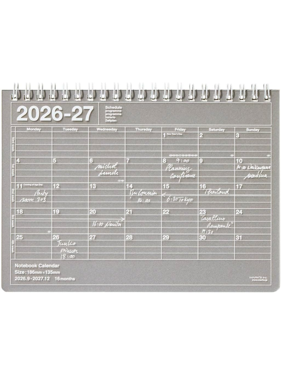 MARK'S 2027 Notebook Calendar Planner B6 September 2026 Start 27ADR-NB2