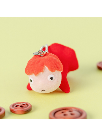 Ponyo on the Cliff by the Sea Flocking Keychain Ponyo