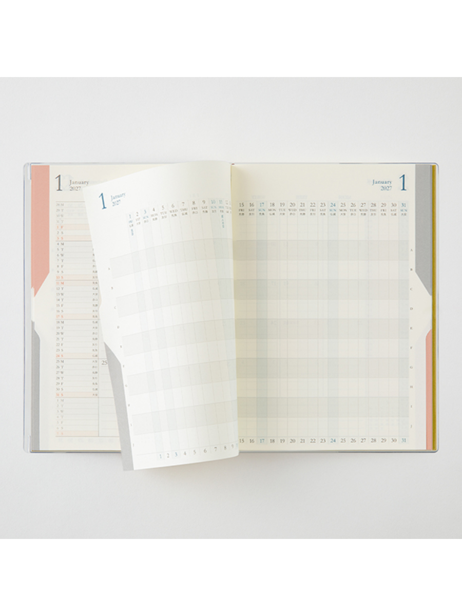 Midori 2027 B6 Double Schedule Monthly Diary Ochre