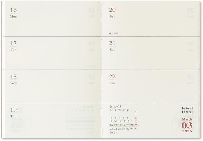 Traveler’s Notebook 2026 Weekly Refill