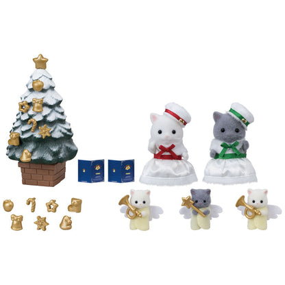 White Christmas Set Persan Cat Dolls with Christmas Tree & Accessories