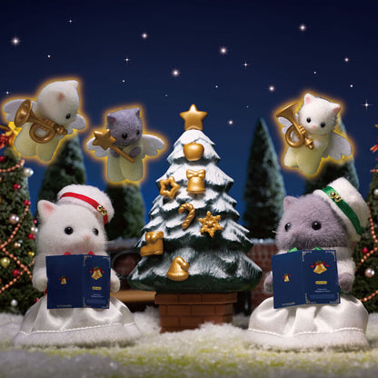 White Christmas Set Persan Cat Dolls with Christmas Tree & Accessories