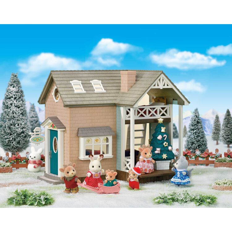 Sylvanian Families Reindeer Siblings & Christmas Holiday Lodge Set