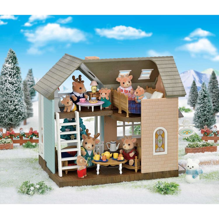 Sylvanian Families Reindeer Siblings & Christmas Holiday Lodge Set