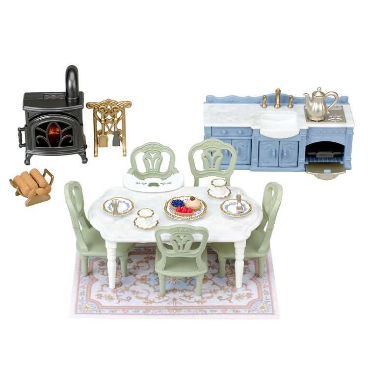 Sylvanian Families Sparkling Waterside Red Roof Elegant Dining Room Set