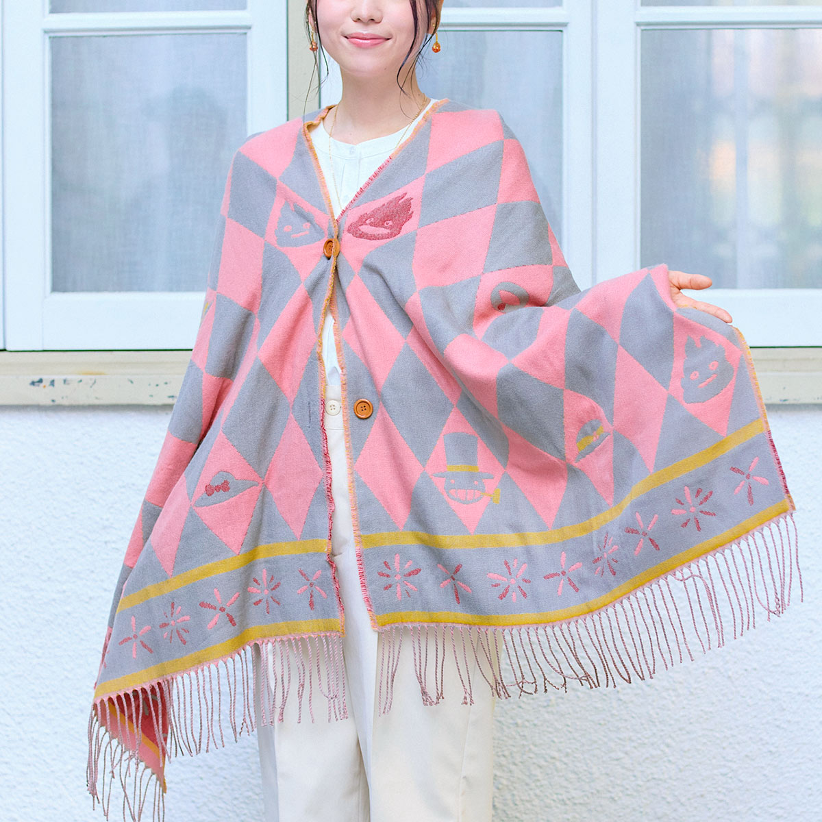Howl’s Moving Castle Buttoned Jacquard Stole Howl’s Cape Design