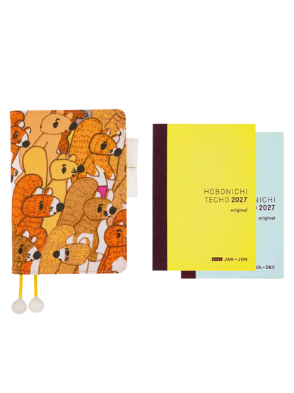 Hobonichi Techo 2027 100%ORANGE Busy Squirrels Original Size A6 Planner Cover