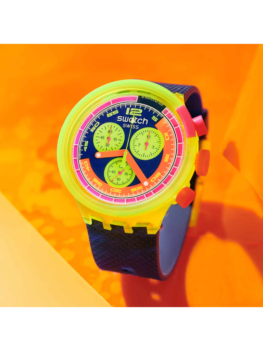 Swatch NEON TO THE MAX SB06J100 Big Bold Oversized Watch