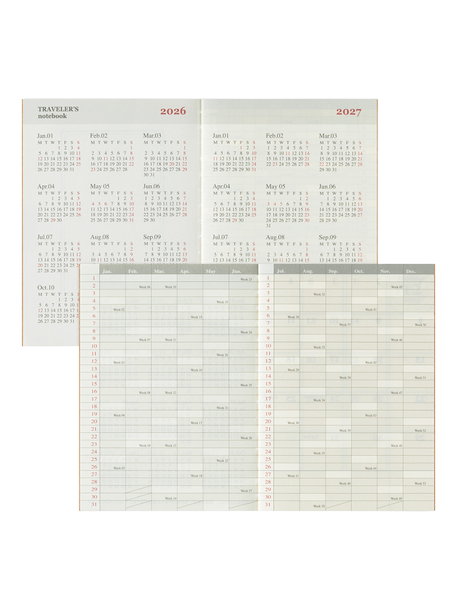 Traveler’s Notebook Passport Size 2026 Monthly Diary Refill