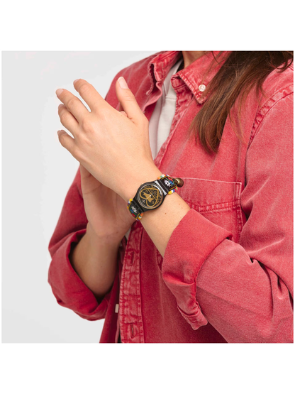 Swatch DIE GLOCKE GB285 Grüezi All Collection Black Leather Watch
