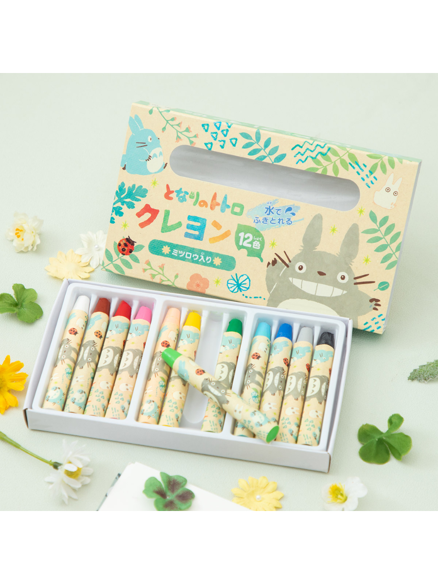 Totoro Beeswax Crayons 12 Colors Set – Colorful Leaf Design
